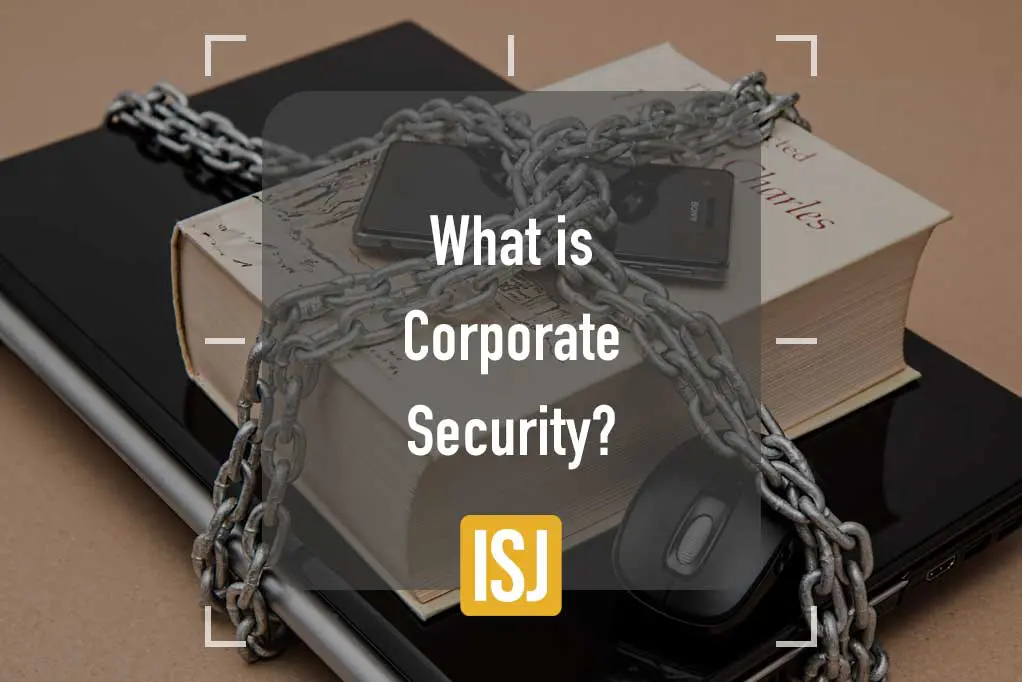 A group of books with chains on them and the words " what is corporate security ?"