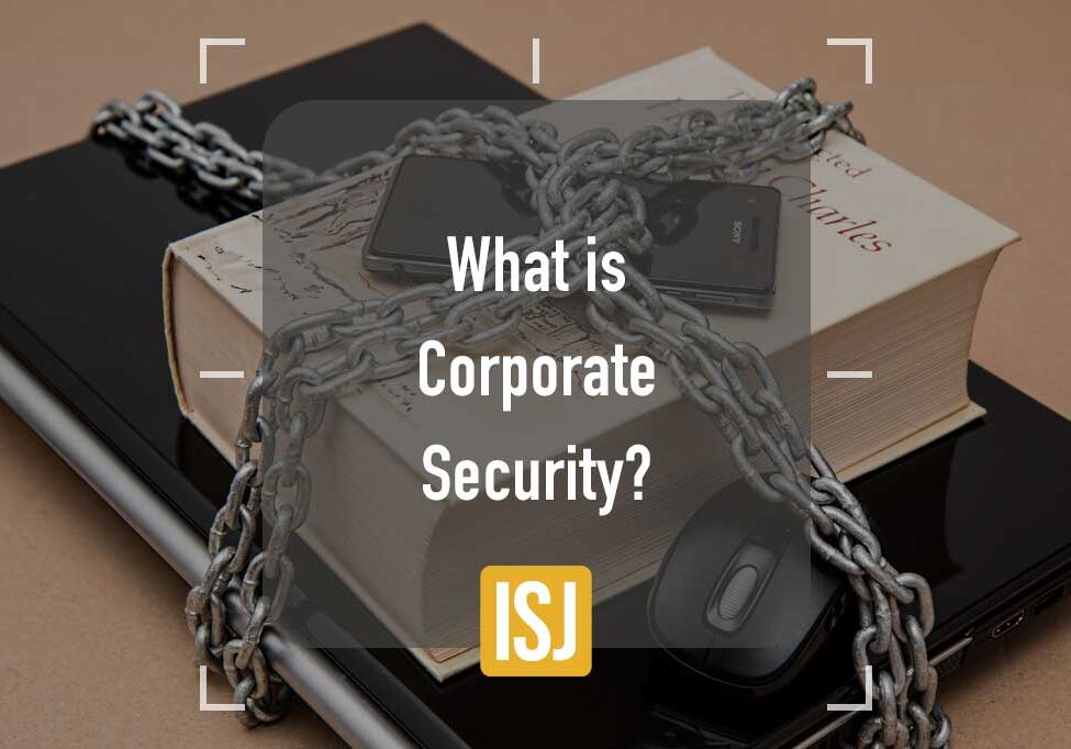 A group of books with chains on them and the words " what is corporate security ?"